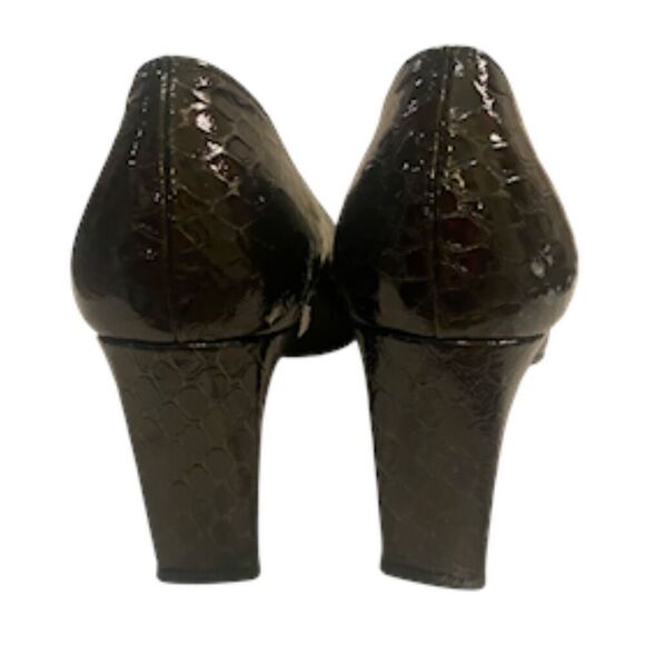 Stuart Weitzman Vintage Black Molorrus Patent Pumps Sz. 9 Snake Ptrn Box - Picture 2 of 8